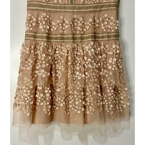 BCBG Cap Sleeve Short Evening Dress Bare Pink Size 8 NWOT Embroidered Details - Picture 8 of 15